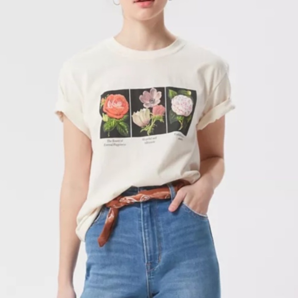 Symbolic Flowers Floral Graphic Boho Peasant Hipster Hippie Art Deco Farm Blouse